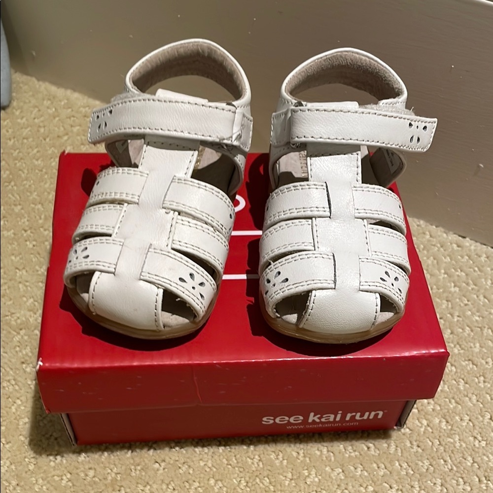 See Kai Run White Girls Kids Sandals